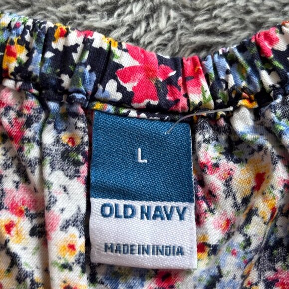 Old Navy Womens Top Large Ditsy Floral Western Empire Waist Boho Peasant 18711 - Picture 5 of 7